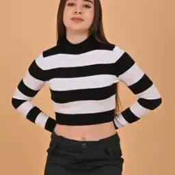 nobarr Women Striped Turtleneck Pullover-picture-33