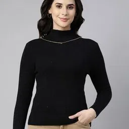 showoff Women Ribbed High-Neck Top-picture-11