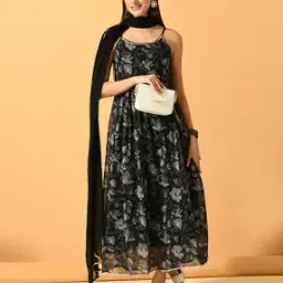 svaraa Women Floral Print 2-Piece A-Line Dress Set-picture-29