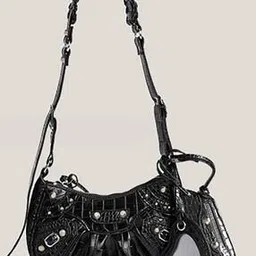 styli Croc-Embossed Shoulder Bag with Detachable Strap-picture-13