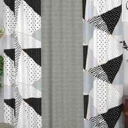 chhavi india Set of 3 Geometric Print Door Curtains with Eyelets-picture-46