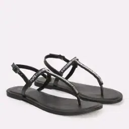 svrnaa by azorte Women Embellished T-Strap Flat Sandals-picture-28