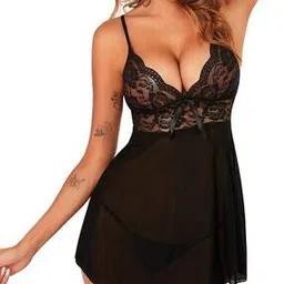 beach curve Women Lace Babydoll with Panties & Scalloped Detail-picture-52