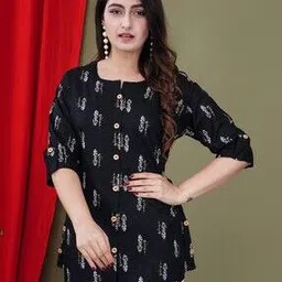 febq Women Floral A-line Kurti-picture-45