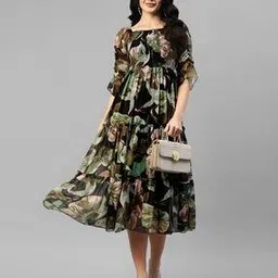 xqsee Women Floral Print Fit & Flare Dress-picture-40