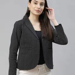 cottinfab Striped Single Breasted Blazer-picture-13