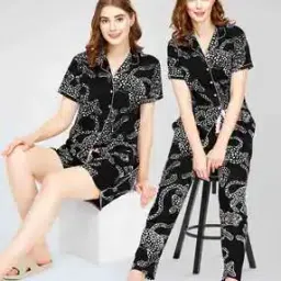 zeyo Women Pack of 2  Printed Shirt & Pyjamas Set-picture-45