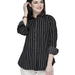 enchanted drapes Striped Shirt with Spread Collar-picture-13