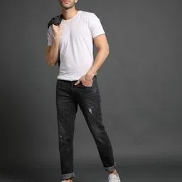 spykar Men Mid-Wash Regular Fit Distressed Jeans-picture-45