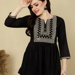 Women Embroidered Relaxed Fit Tunic-image-26