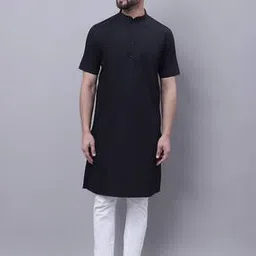 even Mandarin-Collar Long Kurta with Insert Pocket-picture-24