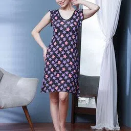 sj slumber jill Women Printed Nightgown with Lace Detail-picture-33