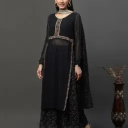 aurelia Women Embroidered Straight Kurta with Skirt & Dupatta-picture-53