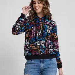 spykar Women Typographic Print Regular Fit Hoodie-picture-46