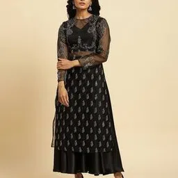 Women Embroidered Straight Kurta & Skirt Set-picture-47