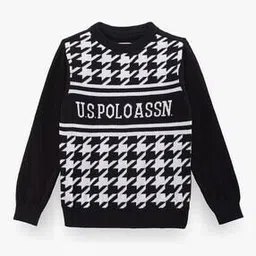 u.s. polo assn. Boys Intarsia Houndstooth Pattern Cotton Sweater-picture-17