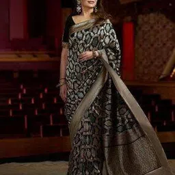 besucher Women Kanjeevaram Woven Saree with Contrast Border-picture-18