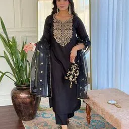 Women Embroidery Straight Kurta Set-image-98