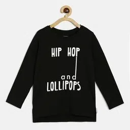Girls Typographic Print Relaxed Fit Round-Neck Top-image-29