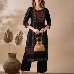 Women Floral Print Straight Kurta with Pants-image-92