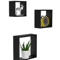 Set of 3 Square Shape Wooden Wall Shelves-image-19