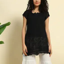 fashionable chikan handikraft Women Embroidered A-Line Kurta-picture-46