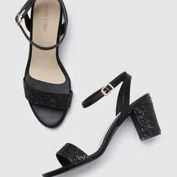 marc loire Shimmery Chunky Heeled Sandals with Ankle Strap-picture-12