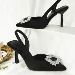purplehunt Women Stone-Studded Sandals with Cone Heels-picture-11