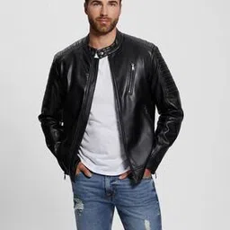 guess High Neck Full Sleeve Biker Jacket-picture-41