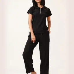 clovia Women Woven Top & Pyjamas Set image 1
