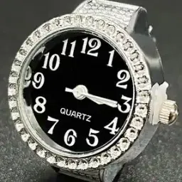 thrillz Women Silver-Plated Analogue Watch-Shaped Adjustable Band Ring-picture-34