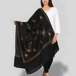 Women Embroidered Shawl with Frayed Hem-image-7