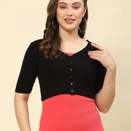 monte carlo Women Crop Cardigan with Ribbed Hem-picture-16