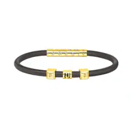 police Men Gold-Plated Motifs Dark Brown Leather Bracelet -picture-10