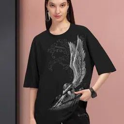 hellcat Women Graphic Print Oversized Crew-Neck T-Shirt-picture-36