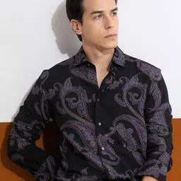rare rabbit Men Printed Slim Fit Shirt with Spread Collar-picture-49
