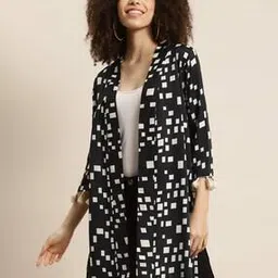 qurvii Women Geometric Print Regular Fit Front-Open Shrug-picture-29