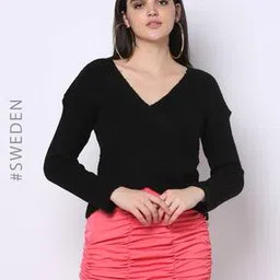 na-kd Ribbed V-Neck Wrap Pullover-picture-32