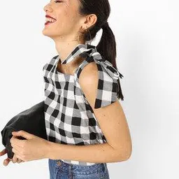 ajio Women Checked Relaxed Fit Top-picture-36