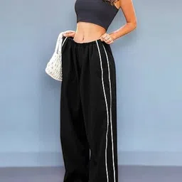 sqew Women Wide Track Pants with Elasticated Waist image 1