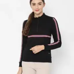 Striped Mock-Neck Sweatshirt-image-1