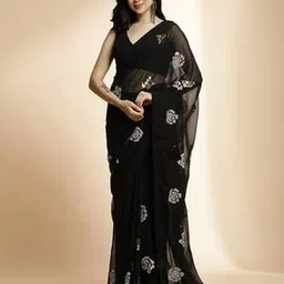jaipur kurti Women Embellished Semi-Sheer Saree-picture-53