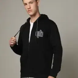 Men Slim Fit Hoodie with Split-Kangaroo Pockets-image-2