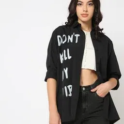 yousta Women Typographic Print Loose Fit Shirt-picture-45