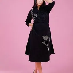 cosmic trio Women Embroidered A-Line Dress-picture-21