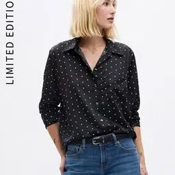 gap Women Satin Polka-Dot Print Boyfriend Fit Shirt-picture-13