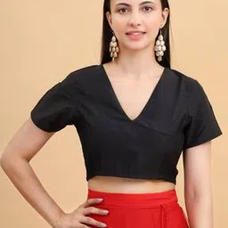 Women V-Neck Back Open Blouse-image-70