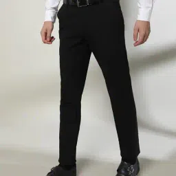 haul chic Men Flat-Front Slim Fit Trousers image 1