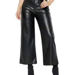 Women Relaxed Fit Flat-Front Trousers-image-4