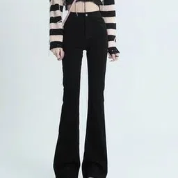 outzidr global Women High-Rise Flared Bootcut Mid-Wash Jeans-picture-10